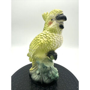 Vintage Yellow Cockatoo Bird Pottery Figurine